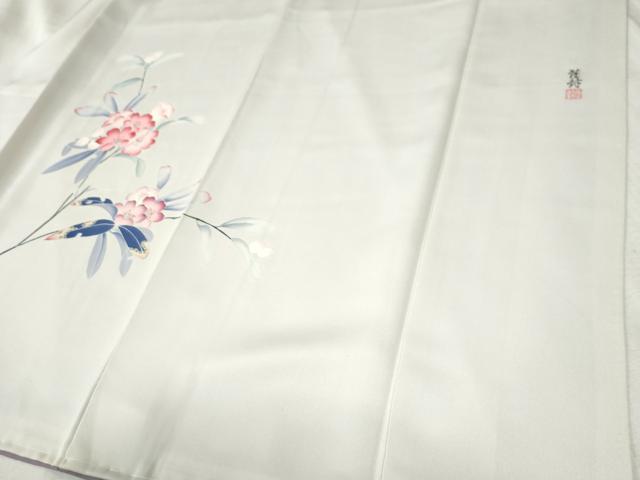 平和屋着物●訪問着 友禅 作家物 休み鳥枝花文 暈し染め 正絹 逸品 未使用 CABB4481yc