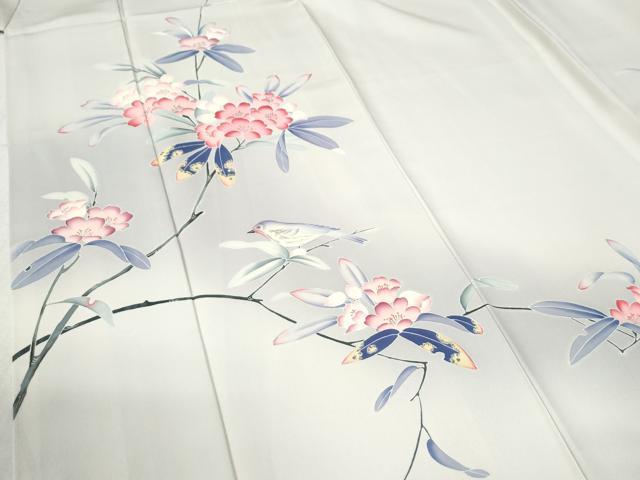 平和屋着物●訪問着 友禅 作家物 休み鳥枝花文 暈し染め 正絹 逸品 未使用 CABB4481yc