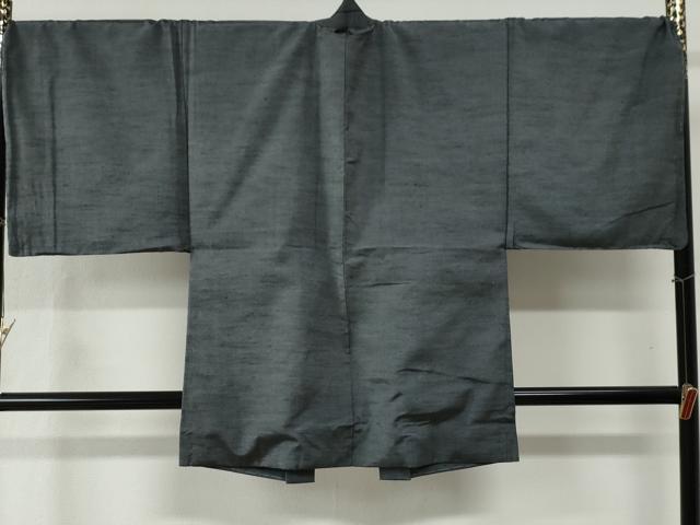 平和屋着物●男性　紬　アンサンブル　色無地　灰色　キングサイズ　正絹　逸品　未使用　CABB4483yc