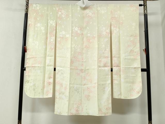 平和屋着物●振袖用長襦袢　無双仕立て　舞桜地紋　暈し染め　半衿刺繍　正絹　逸品　未使用　CABB4489yc
