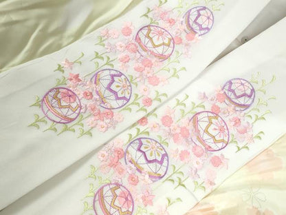 平和屋着物●振袖用長襦袢　無双仕立て　舞桜地紋　暈し染め　半衿刺繍　正絹　逸品　未使用　CABB4489yc