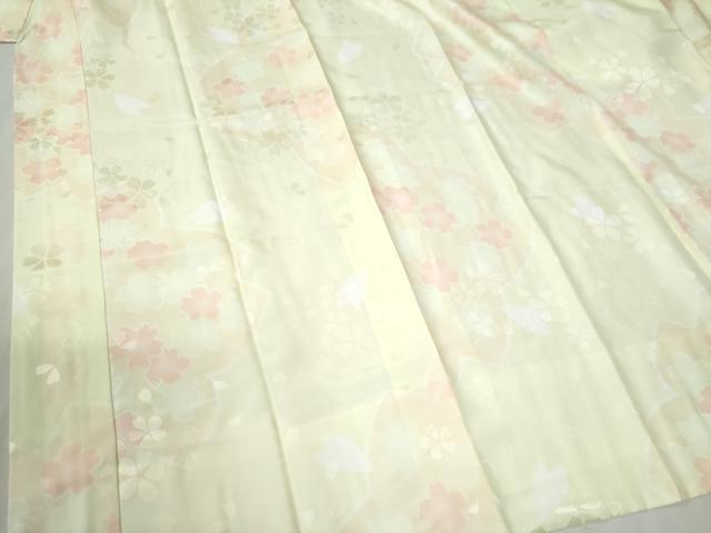 平和屋着物●振袖用長襦袢　無双仕立て　舞桜地紋　暈し染め　半衿刺繍　正絹　逸品　未使用　CABB4489yc