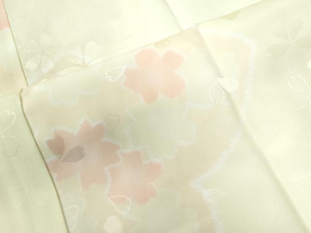 平和屋着物●振袖用長襦袢　無双仕立て　舞桜地紋　暈し染め　半衿刺繍　正絹　逸品　未使用　CABB4489yc