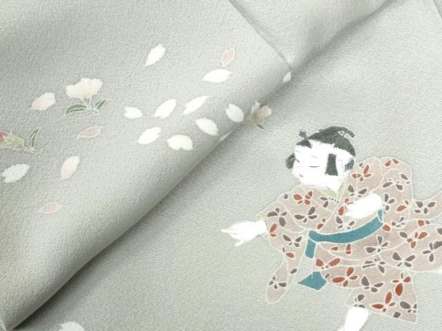 平和屋着物●訪問着　友禅　童子　舞花文　暈し染め　正絹　逸品　CABB4491yc