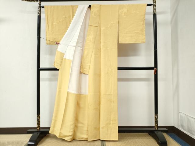 平和屋着物●上質な色無地　雲取り御所車人物地紋　花葉色　正絹　逸品　未使用　CABB4492yc 平和屋着物○上質な色無地 雲取り御所車人物地紋 花葉色 正絹