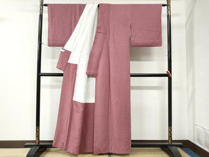 平和屋着物●上質な色無地　紋意匠　浅蘇芳色　正絹　逸品　CABB4493yc