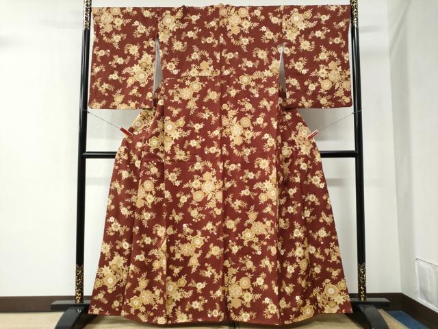 平和屋着物●上質な小紋　草花文　正絹　逸品　CABB4495yc 平和屋着物○上質な小紋 草花文 正絹 逸品 CABB4495yc