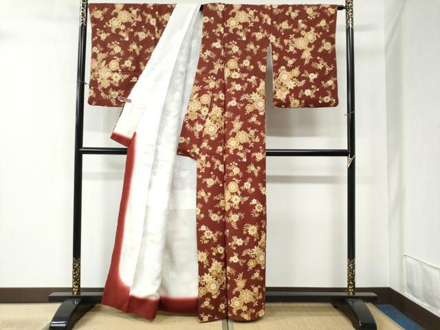 平和屋着物●上質な小紋　草花文　正絹　逸品　CABB4495yc