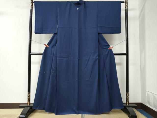 平和屋着物●訪問着　刺繍　扇面尽くし　紺青色　金糸　正絹　逸品　CABB4496yc