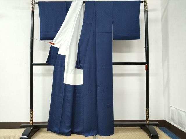 平和屋着物●訪問着　刺繍　扇面尽くし　紺青色　金糸　正絹　逸品　CABB4496yc