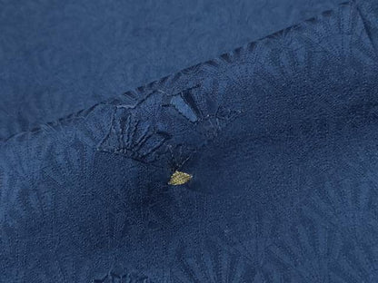 平和屋着物●訪問着　刺繍　扇面尽くし　紺青色　金糸　正絹　逸品　CABB4496yc