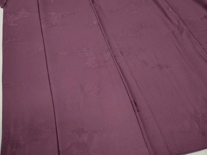 平和屋着物●上質な色無地　雲取り鹿の子京風景地紋　京紫色　正絹　逸品　CABB4497yc