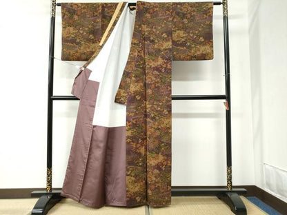 平和屋着物●友禅師・京の名工・伝統工芸士・樽本伊勢蔵　小紋　流水草花文　上代38万　ほていや扱い　反端付き　正絹　逸品　CABB4499yc