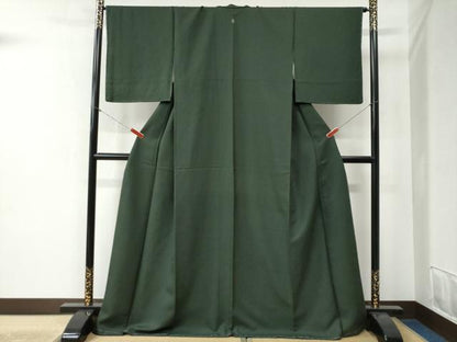 平和屋着物●上質な色無地　吉祥地紋　鉄色　正絹　逸品　未使用　CABB4503yc
