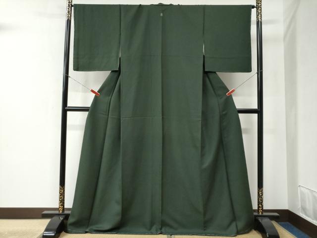 平和屋着物●上質な色無地　吉祥地紋　鉄色　正絹　逸品　未使用　CABB4503yc