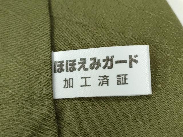平和屋着物●小堀三千尋　小紋　手描き　緑茶染　菱文　正絹　逸品　CABB4504yc 平和屋着物○小堀三千尋 小紋 手描き 緑茶染 菱文 正絹 逸品