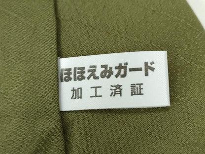 平和屋着物●小堀三千尋　小紋　手描き　緑茶染　菱文　正絹　逸品　CABB4504yc