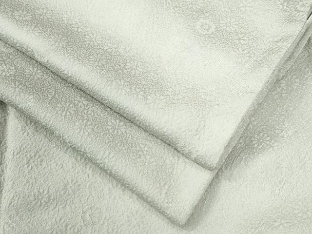 平和屋着物●上質な色無地　花唐草地紋　灰黄緑色　正絹　逸品　CABB4505yc