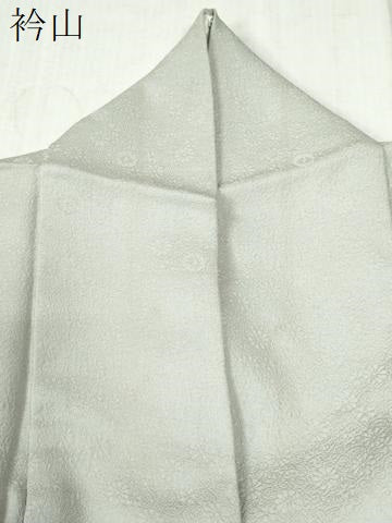 平和屋着物●上質な色無地　花唐草地紋　灰黄緑色　正絹　逸品　CABB4505yc