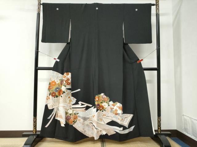 平和屋着物●創業460年・千總　黒留袖　駒刺繍　鬘帯吉祥草花丸文　金彩　大丸扱い　正絹　逸品　CABB4506yc