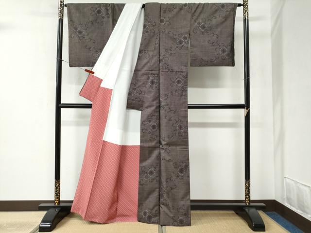 平和屋着物●本場大島紬　9マルキ　花唐草文　正絹　逸品　CABB4507yc