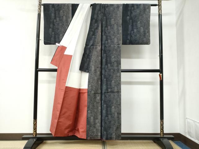 平和屋着物○上質な紬 草花文 正絹 逸品 CABB4508yc