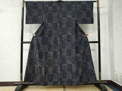平和屋着物●上質な小紋　霰文　黒地　正絹　逸品　CABB4509yc