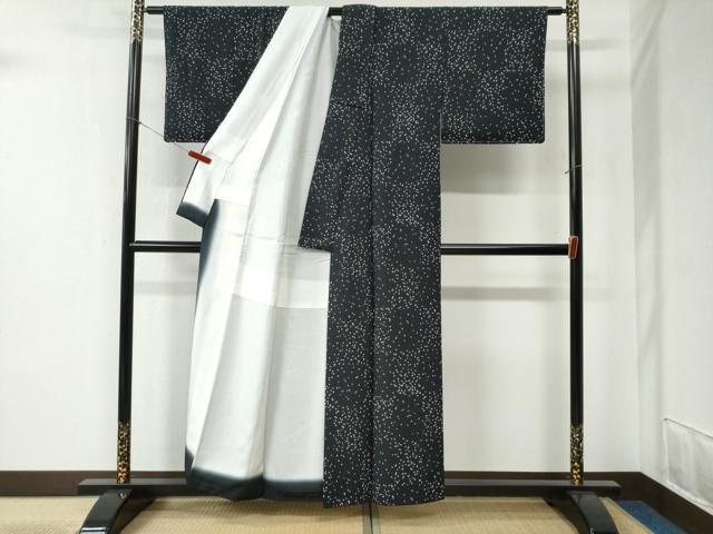 平和屋着物●上質な小紋　霰文　黒地　正絹　逸品　CABB4509yc 平和屋着物○上質な小紋 霰文 黒地 正絹 逸品 CABB4509yc