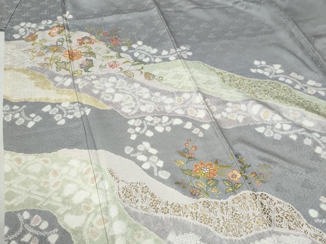 平和屋着物●創業460年・千總　訪問着　刺繍　更紗花唐草文　金彩　高島屋扱い　正絹　逸品　CABB4511yc