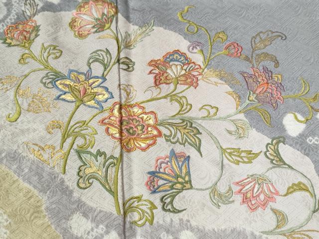 平和屋着物●創業460年・千總　訪問着　刺繍　更紗花唐草文　金彩　高島屋扱い　正絹　逸品　CABB4511yc