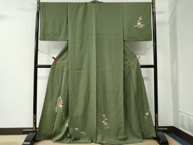 平和屋着物●訪問着　駒刺繍　枝花文　金彩　正絹　逸品　CABB4515yc 平和屋着物○訪問着 駒刺繍 枝花文 金彩 正絹 逸品 CABB4515yc