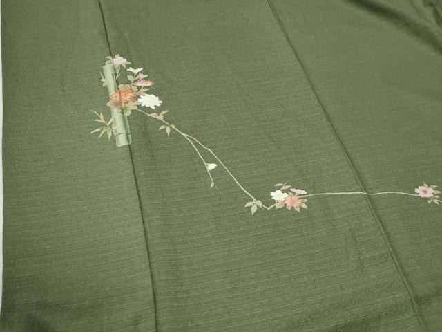 平和屋着物●訪問着　駒刺繍　枝花文　金彩　正絹　逸品　CABB4515yc 平和屋着物□訪問着 駒刺繍 立波枝梅笹文 暈し染め 正絹 逸品