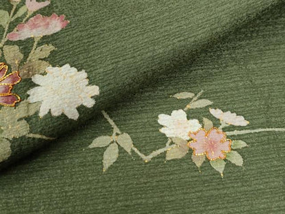 平和屋着物●訪問着　駒刺繍　枝花文　金彩　正絹　逸品　CABB4515yc