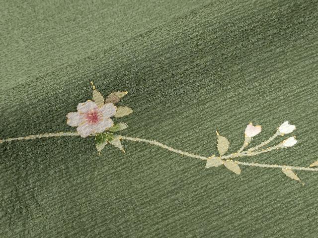 平和屋着物●訪問着　駒刺繍　枝花文　金彩　正絹　逸品　CABB4515yc 平和屋着物○訪問着 駒刺繍 枝花文 金彩 正絹 逸品 CABB4515yc
