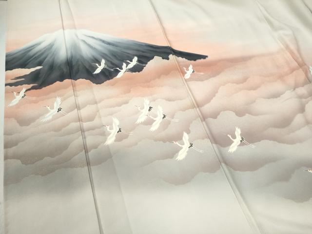 平和屋着物●近代日本画の巨匠 横山大観 じゅらく謹製 大観好み 富士山 飛鶴文 暈し染め 正絹 逸品 CABB4517yc