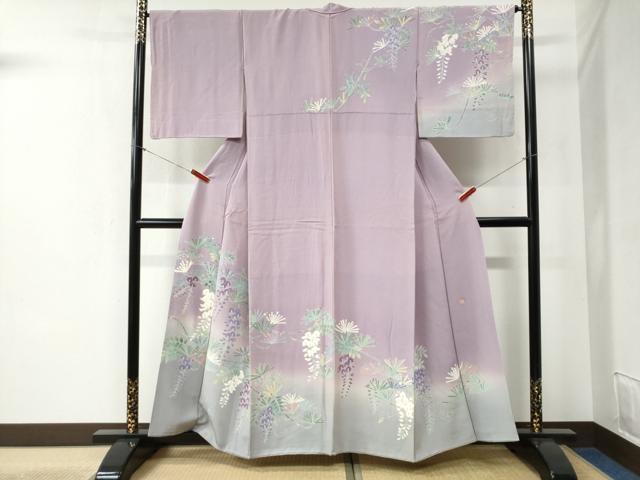 平和屋着物●訪問着 友禅 作家物 松葉枝垂れ花文 暈し染め 正絹 逸品 CABB4519yc