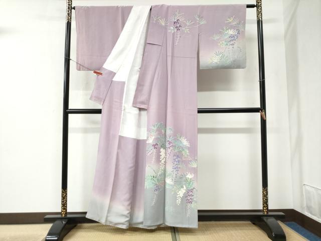 平和屋着物●訪問着 友禅 作家物 松葉枝垂れ花文 暈し染め 正絹 逸品 CABB4519yc