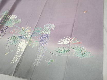 平和屋着物●訪問着 友禅 作家物 松葉枝垂れ花文 暈し染め 正絹 逸品 CABB4519yc