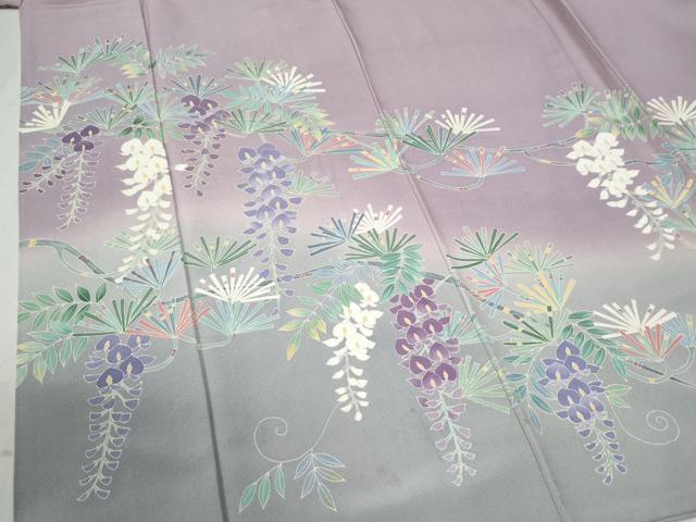 平和屋着物●訪問着 友禅 作家物 松葉枝垂れ花文 暈し染め 正絹 逸品 CABB4519yc