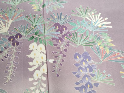 平和屋着物●訪問着 友禅 作家物 松葉枝垂れ花文 暈し染め 正絹 逸品 CABB4519yc