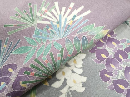 平和屋着物●訪問着 友禅 作家物 松葉枝垂れ花文 暈し染め 正絹 逸品 CABB4519yc