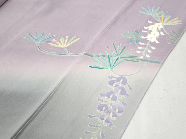 平和屋着物●訪問着 友禅 作家物 松葉枝垂れ花文 暈し染め 正絹 逸品 CABB4519yc