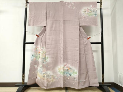 平和屋着物●訪問着 鴛鴦草花文 暈し染め 金彩 正絹 逸品 CABB4523yc