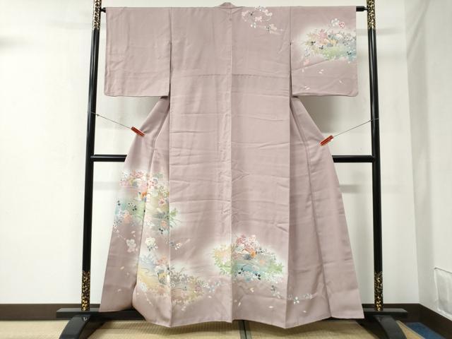 平和屋着物●訪問着 鴛鴦草花文 暈し染め 金彩 正絹 逸品 CABB4523yc