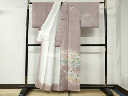 平和屋着物●訪問着 鴛鴦草花文 暈し染め 金彩 正絹 逸品 CABB4523yc