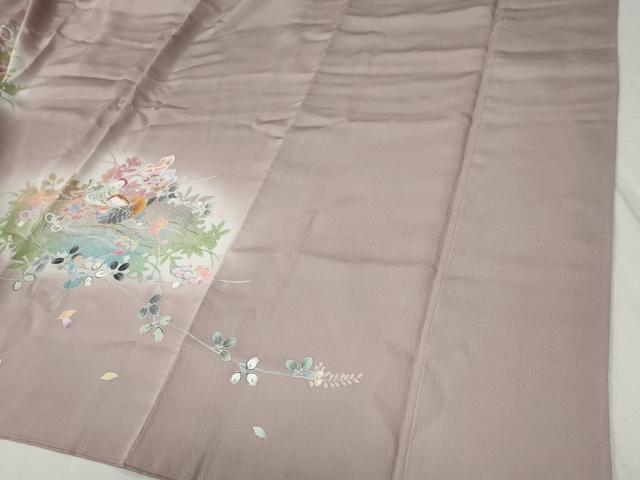 平和屋着物●訪問着 鴛鴦草花文 暈し染め 金彩 正絹 逸品 CABB4523yc