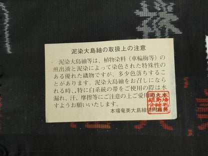 平和屋着物●本場大島紬 9マルキ 泥染め 吉祥間道 当田安憲作 証紙付き 正絹 逸品 CABB4528yc