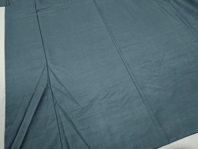 平和屋着物○男性 紬 アンサンブル 色無地 藍鼠色 キングサイズ 正絹 逸品
