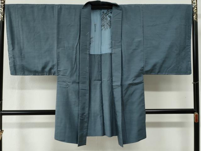 平和屋着物●男性　紬　アンサンブル　色無地　藍鼠色　キングサイズ　正絹　逸品　未使用　CABB4529yc 平和屋着物○男性 紬 アンサンブル 色無地 藍鼠色 キングサイズ 正絹 逸品