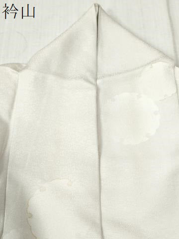 平和屋着物●手描友禅 藤井嵐晴　染師・河田信介　お召　千八唐織　吉祥文様　四君子　生成り色　金彩　反端付き　正絹　逸品　CABB4530yc